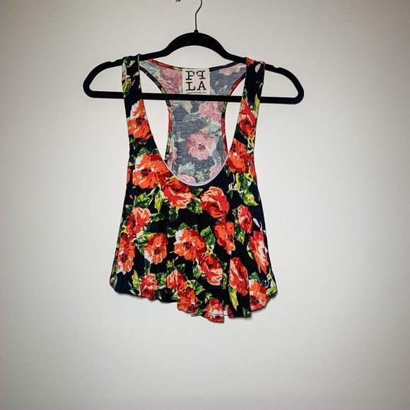 PPLA Red Floral Crop Top- L - Picture 1 of 2
